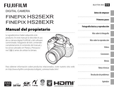 Fujifilm FinePix HS25EXR/HS28EXR Owner's Manual - cover page