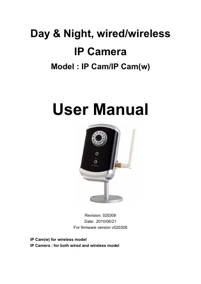 IP Cam/IP Cam(w) IP Camera User Manual - cover page