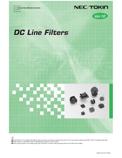 NEC Tokin DC Line Filters Manual - cover page