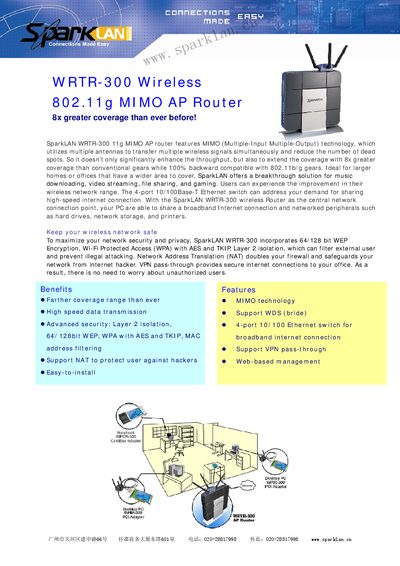 SparkLAN WRTR-300 Wireless Router User Manual - cover page