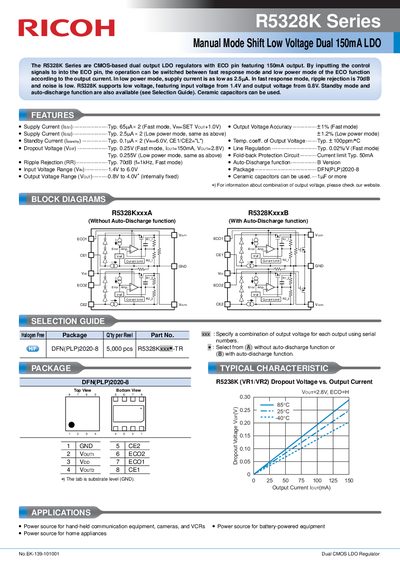 Ricoh R5328K Series Dual LDO Regulator Datasheet - cover page