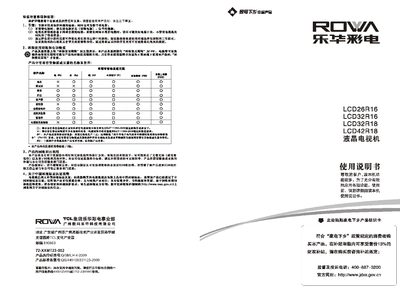 ROWALCD42R18 liquid crystal TelevisionManual - cover page