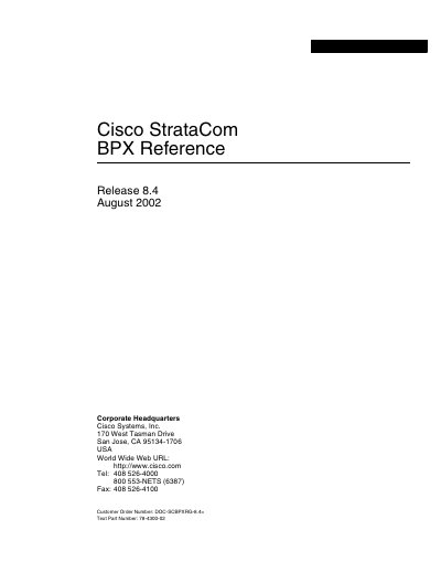 Cisco StrataCom BPX 8.4 Reference Manual - cover page