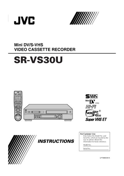 JVC SR-VS30U Mini DV/S-VHS Video Cassette Recorder User Guide - cover page