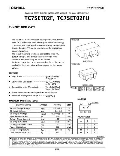 TOSHIBA TC7SET02F/TC7SET02FU Manual - cover page