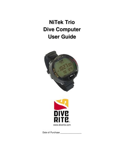 NiTek Trio Dive Computer User Manual - cover page