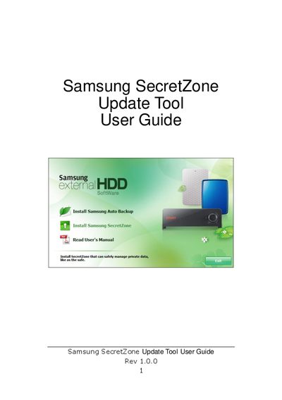 Samsung SecretZone Update Tool User Manual - cover page