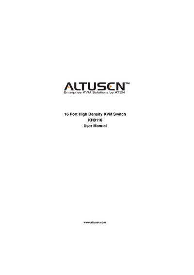 ATEN KH0116 KVM Switch User Manual - cover page