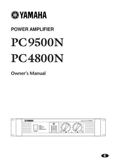 Yamaha PC9500N/PC4800N Power Amplifier Owner's Manual - cover page
