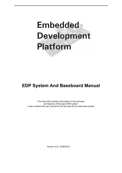 Electrocomponents EDP System and Baseboard User Manual - cover page