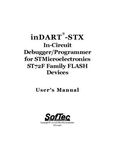 SofTec inDART-STX ST72F Family FLASH Devices User Manual - cover page