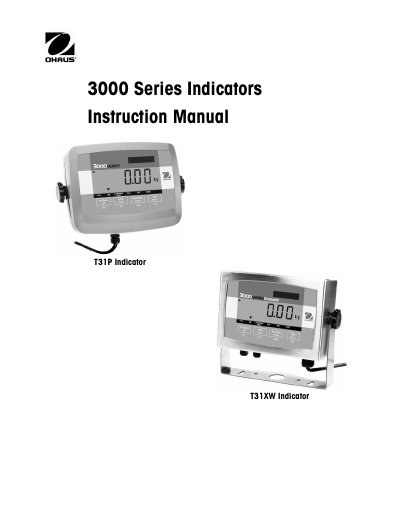 OHAUS 3000 Series Indicators (T31P/T31XW) Instruction Manual - cover page
