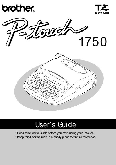 Brother P-touch 1750 Label Printer User's Guide - cover page