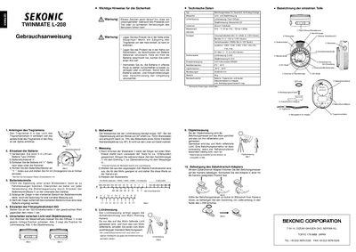 Sekonic L-208 TwinMate User Guide - cover page