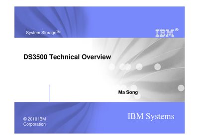 IBM DS3500 Technical Overview Manual - cover page