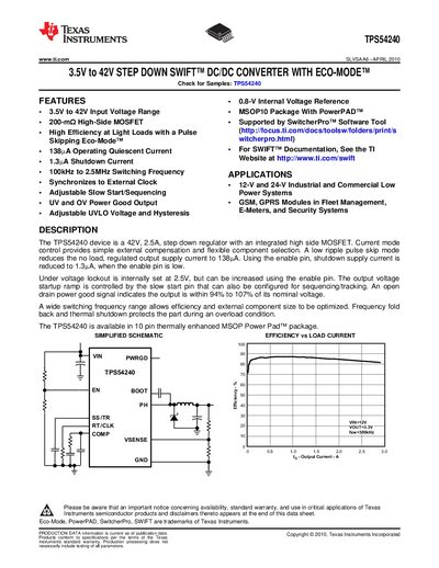 Texas Instruments TPS54240 Datasheet - cover page