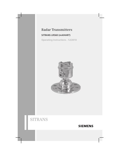 Siemens SITRANS LR560 Instruction Manual - cover page