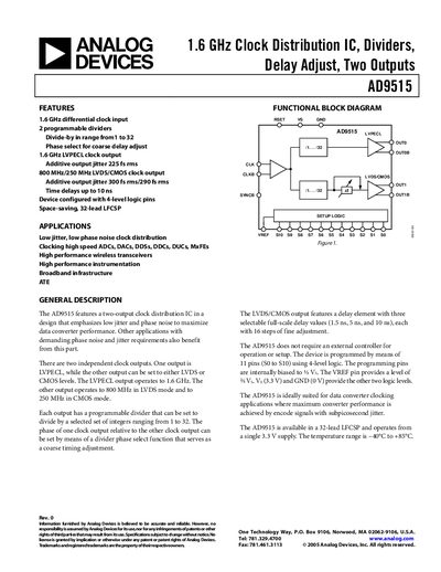 Analog Devices AD9515 Datasheet