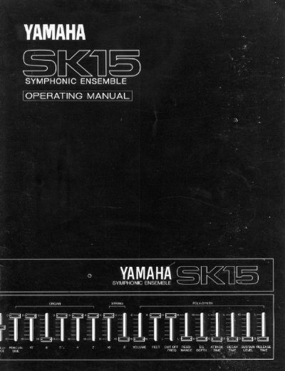 Yamaha SK15 Symphonic Ensemble Operating Manual - cover page