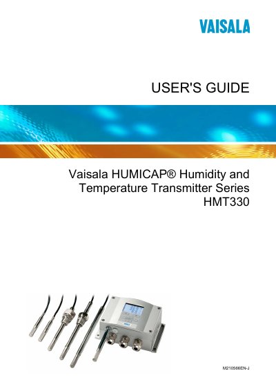 Vaisala HMT330 User Manual - cover page