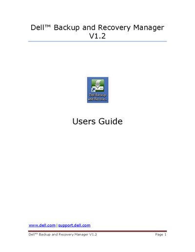 Dell Backup and Recovery Manager V1.2 User Manual - cover page