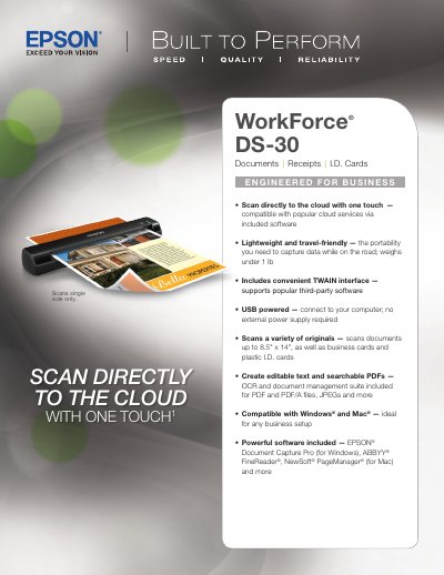 Epson WorkForce DS-30 Scanner Product Leaflet - cover page