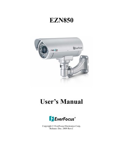 EverFocus EZN850 IP Network Camera User's Manual - cover page