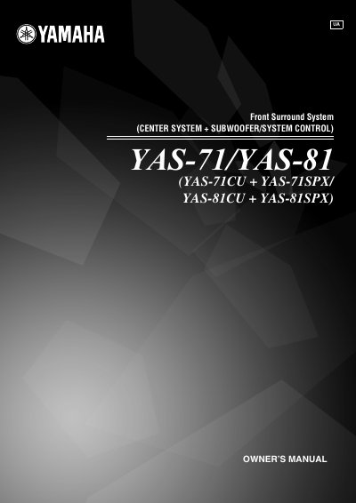 Yamaha YAS-71/YAS-81 Front Surround System Owner's Manual