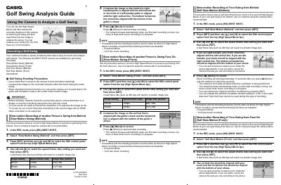 Casio Golf Swing Analysis Guide - cover page