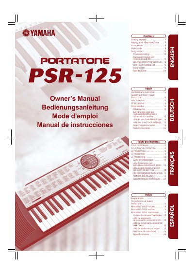 YAMAHA PSR-125 Manual
