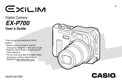 Casio EX-P700 Digital Camera User's Guide - cover page