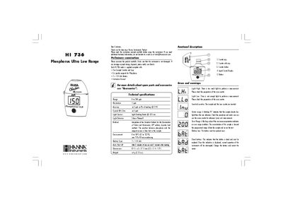 Hanna Instruments HI 736 Phosphorus Ultra Low Range Instruction Manual - cover page