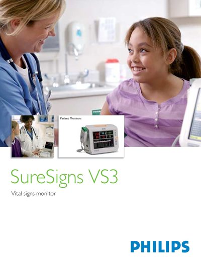 Philips SureSigns VS3 Vital Signs Monitor Product Leaflet - cover page