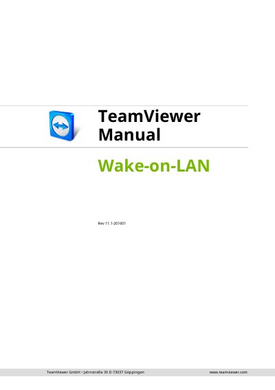TeamViewer Wake-on-LAN User Manual - cover page