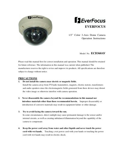 EverFocus ECD360AV manual - cover page
