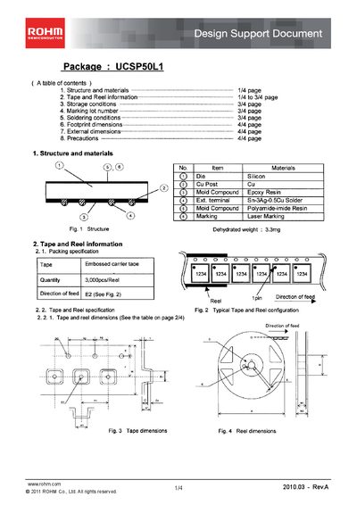 ROHM UCSP50L1 Package Design Support Document - cover page