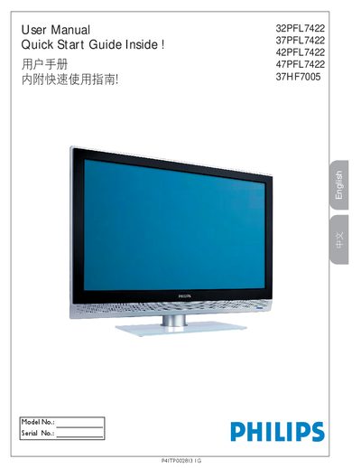Philips 32PFL7422/37PFL7422/42PFL7422/47PFL7422/37HF7005 Television User Manual