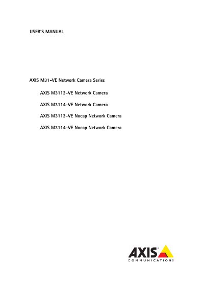 Axis M31-VE Network Camera Series User Manual