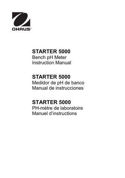 OHAUS STARTER 5000 Bench pH Meter Instruction Manual - cover page
