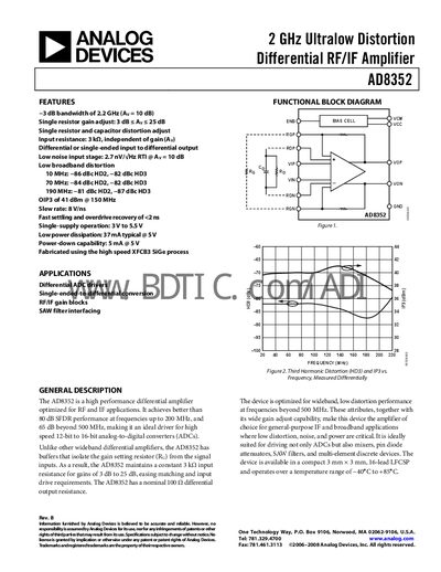 Analog Devices AD8352 Datasheet - cover page