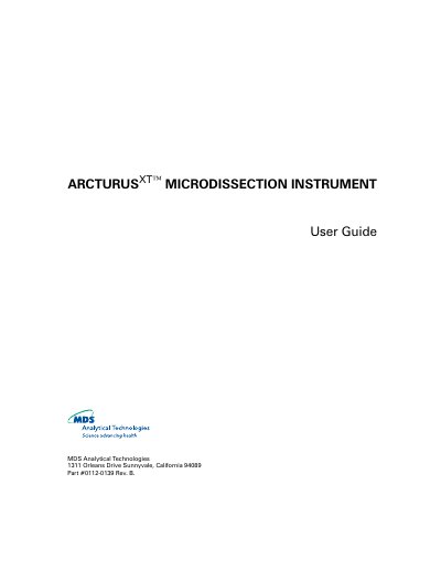 MDS Analytical Technologies ArcturusXT Microdissection Instrument User Manual - cover page