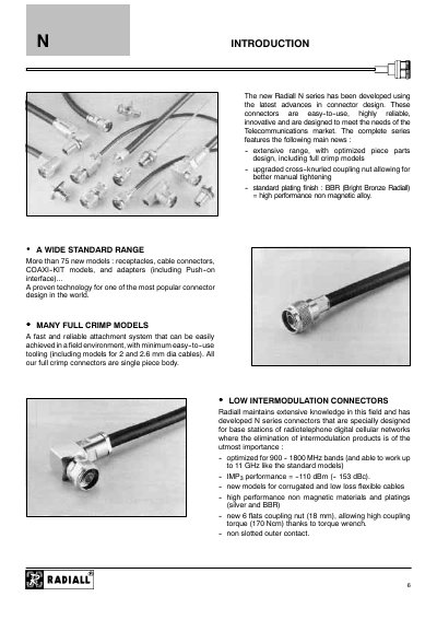 Radiall N Series Connector Introduction - cover page