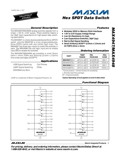 Maxim MAX4947/MAX4948 Hex SPDT Data Switch Handbook - cover page