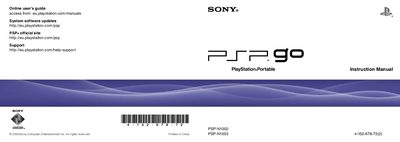 Sony PSP‑N1002/N1003 User Manual - cover page