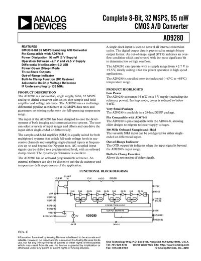 Analog Devices AD9280 Datasheet