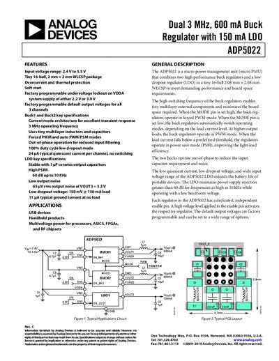 Analog Devices ADP5022 Datasheet - cover page