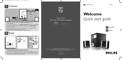 Philips SPA2310 Multimedia Speakers Quick Start Guide - cover page