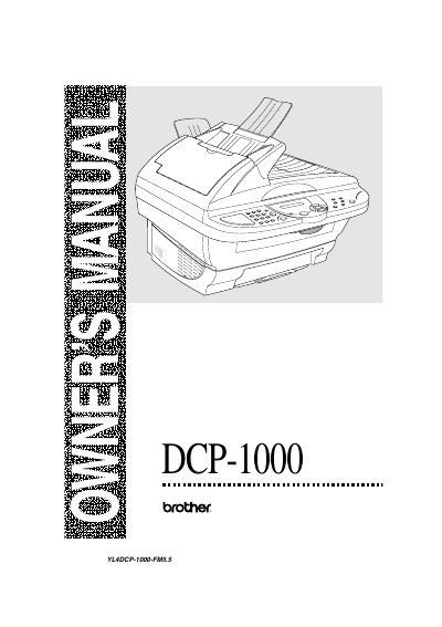 Brother DCP-1000 Digital Copier/Printer Owner's Manual - cover page
