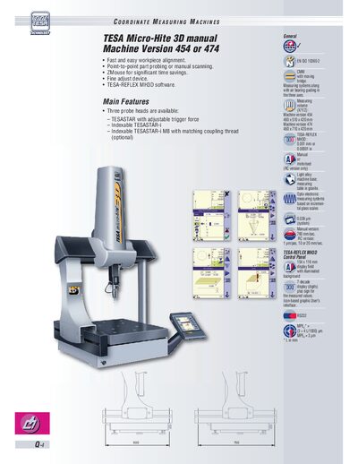 TESA Micro-Hite 3D 454/474 User Manual - cover page