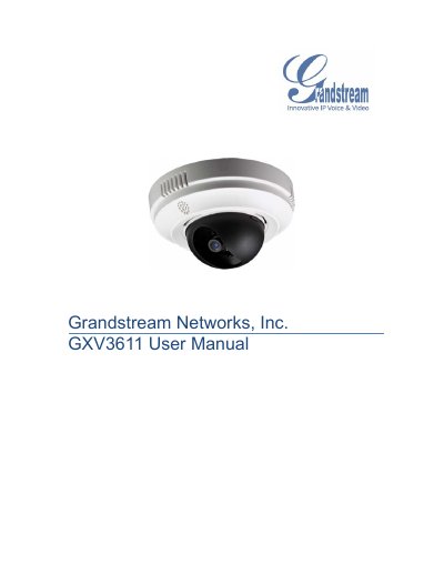 Grandstream GXV3611 Mini IP Dome Camera User Manual - cover page